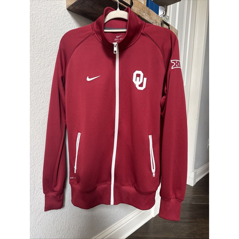 Oklahoma Sooners Nike Dri-Fit Long Sleeve Big 12 Patch Zipper Large
